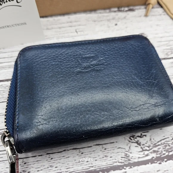Christian Louboutin blue spikes zippy Wallet